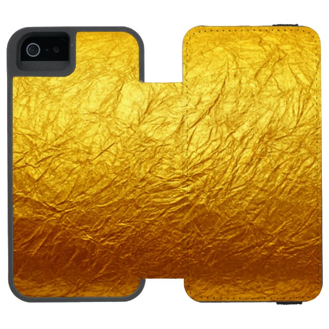 PURE GOLD PAPER Pattern + your text / photo Incipio iPhone Wallet Case (Folio Open)