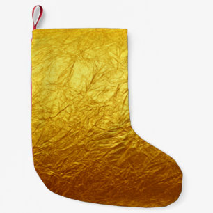 PURE GOLD PAPER Pattern + your text / photo Small Christmas Stocking