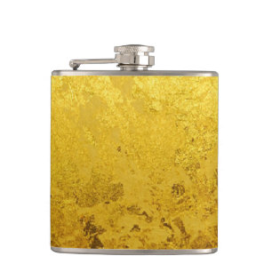 PURE GOLD pattern / gold leaf Hip Flask