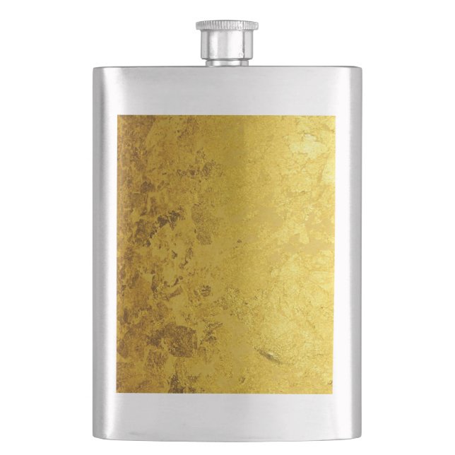 PURE GOLD pattern / gold leaf Hip Flask (Front)