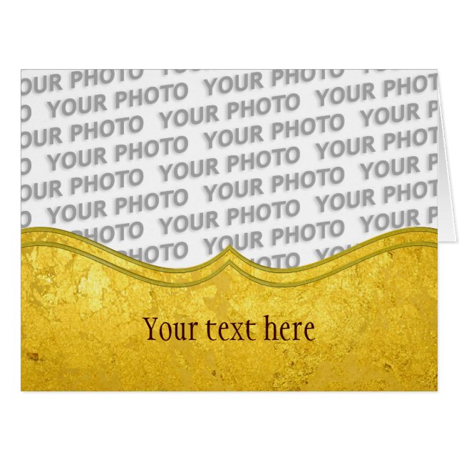 PURE GOLD pattern / gold leaf + your photo & text (Front Horizontal)
