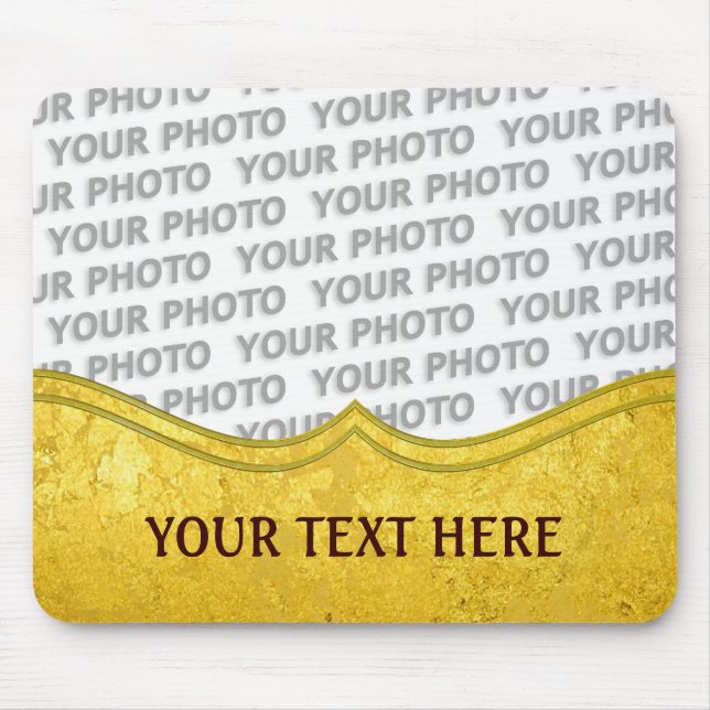 PURE GOLD pattern / gold leaf + your photo & text Mouse Pad (Front)