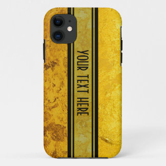PURE GOLD pattern / gold leaf + your text iPhone 11 Case