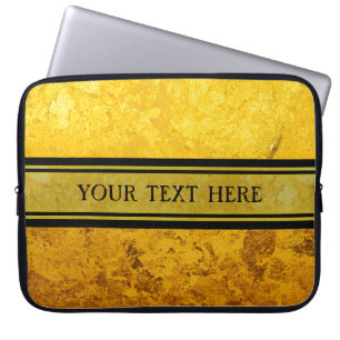 PURE GOLD pattern / gold leaf + your text Laptop Sleeve