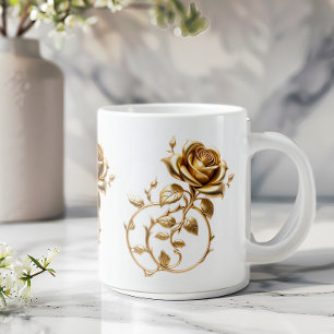 Pure Gold Roses Giant Coffee Mug