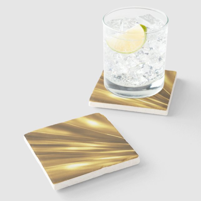 PURE GOLD Shine Pattern + your text / photo Stone Coaster (Side)