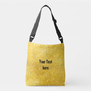 PURE GOLD Sparkles Pattern + your text / photo Crossbody Bag