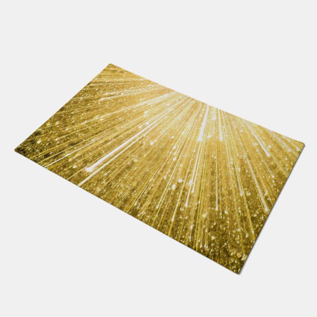 PURE GOLD Sparkles Pattern + your text / photo Doormat (Angled)