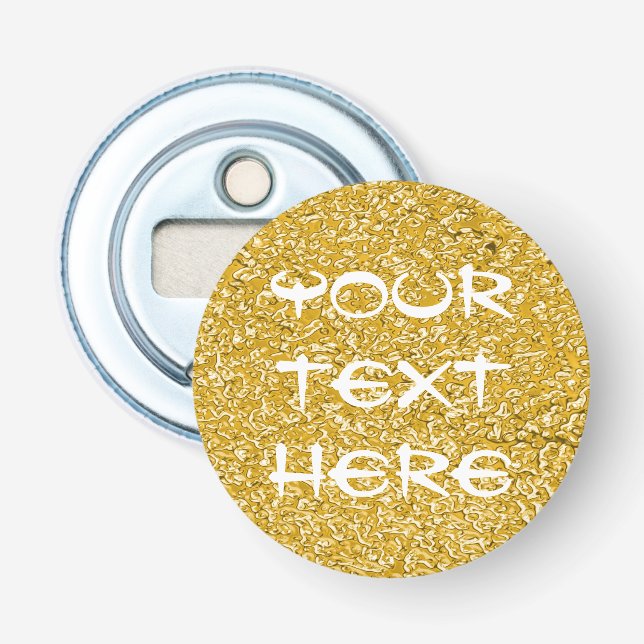 PURE GOLD Splatter Pattern + your text Bottle Opener (Front)