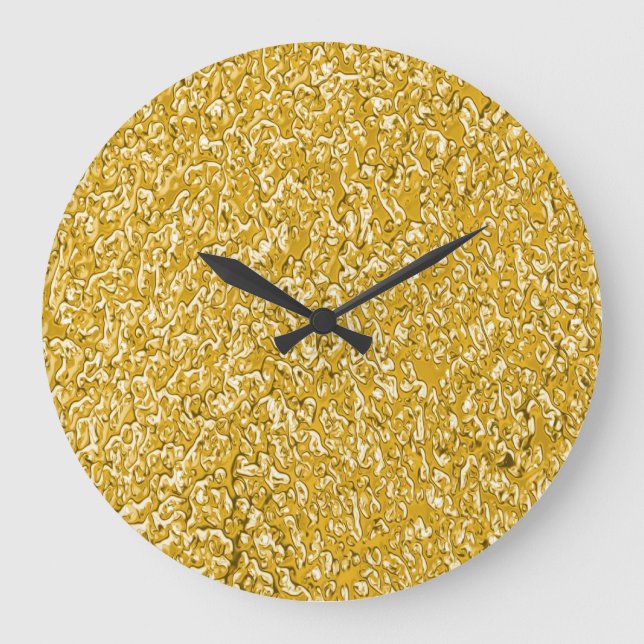 PURE GOLD Splatter Pattern + your text Large Clock (Front)