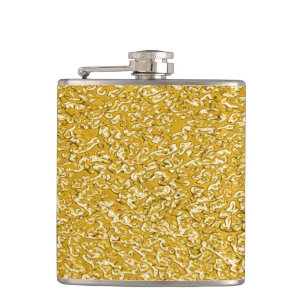 PURE GOLD Splatter Pattern + your text / photo Hip Flask