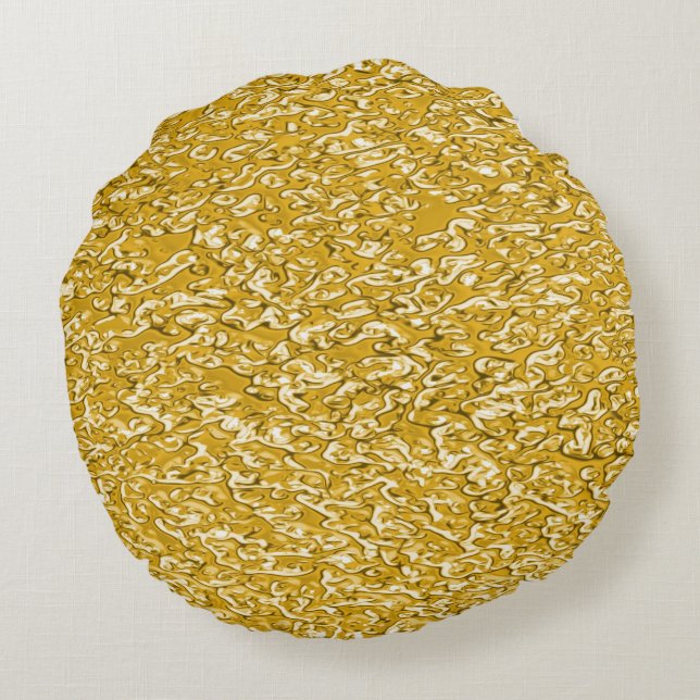 PURE GOLD Splatter Pattern + your text / photo Round Cushion (Back)