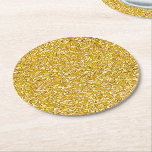 PURE GOLD Splatter Pattern + your text / photo Round Paper Coaster