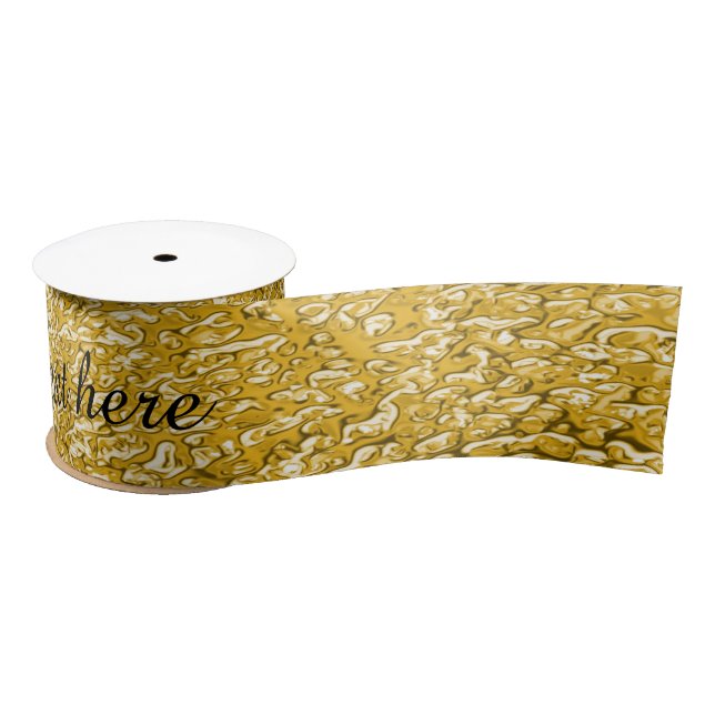 PURE GOLD Splatter Pattern + your text / photo Satin Ribbon (Spool)