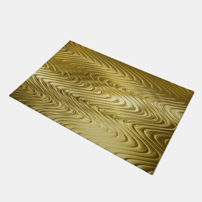PURE GOLD waves Pattern + your text / photo Doormat (Angled)
