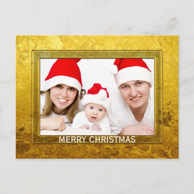 Pure Golden Photo Frame I + your photo & text Holiday Postcard (Front)