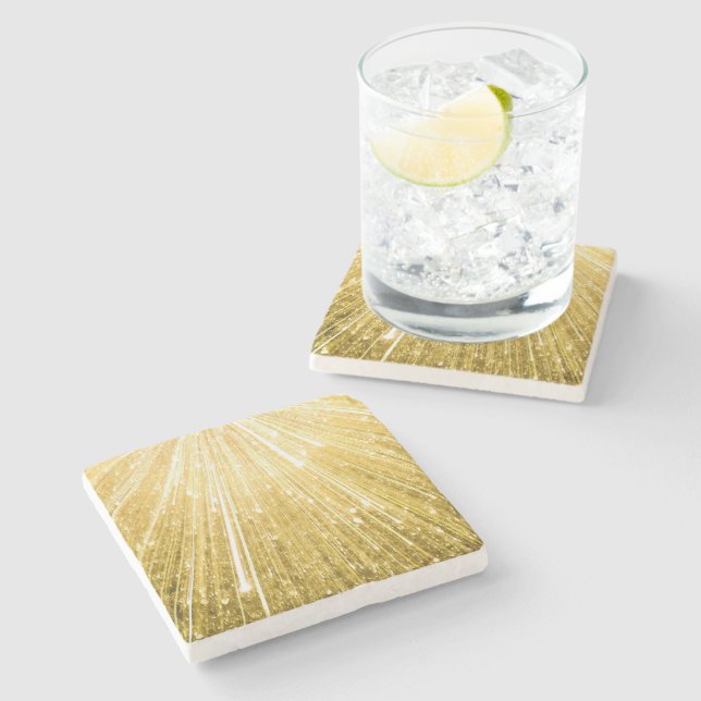 PURE GOLDEN shower Pattern + your text / image Stone Coaster (Side)