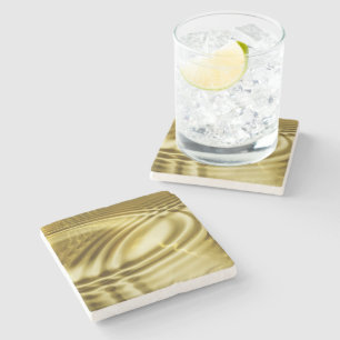 PURE GOLDEN WAVES soft Pattern + your text / photo Stone Coaster