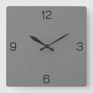 Pure Grey 808080 Colour - Option to Add Name Square Wall Clock