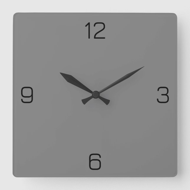 Pure Grey 808080 Colour - Option to Add Name Square Wall Clock (Front)
