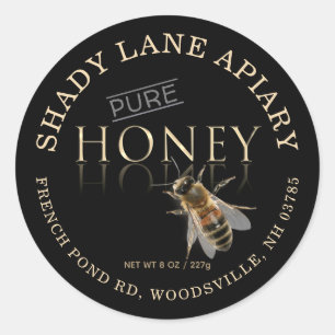 PURE Honey Label with Honeybee Black Gold Reflect