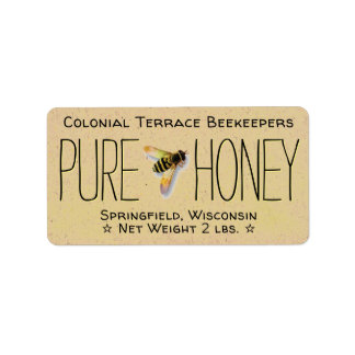 Pure Honey Rustic Beekeeper Honey Jar Label