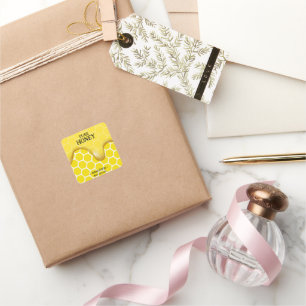 Pure Honey sticker with yellow honeycombs  