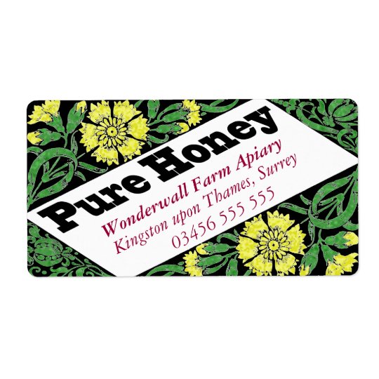 Pure Honey Yellow Flowers Shipping Label