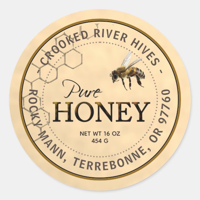 Pure Honey Yellow Label Realistic Bee Honeycomb (Front)
