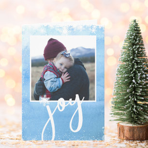 Pure Joy Holiday Photo Watercolor Snowflake