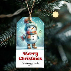 Pure Kids Gift Tag Custom Name Snowman Christmas 