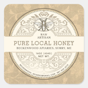 Pure Local Honey Ornate Label Floral Background