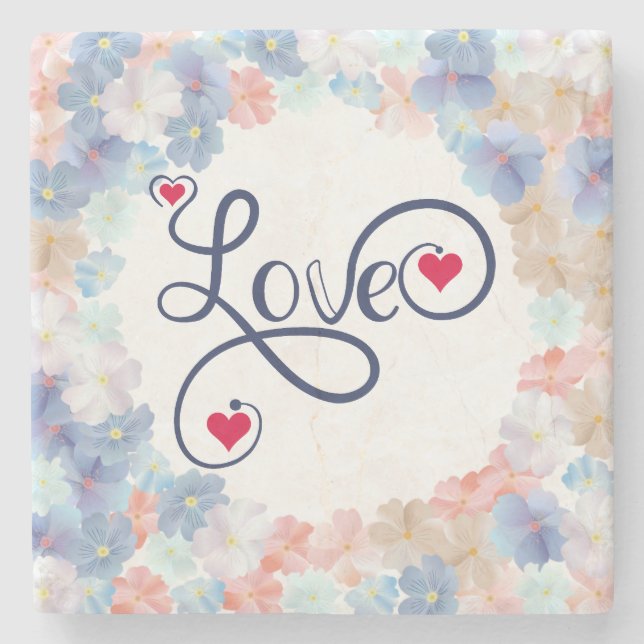 Pure love as a Flower Stone Coaster (Front)
