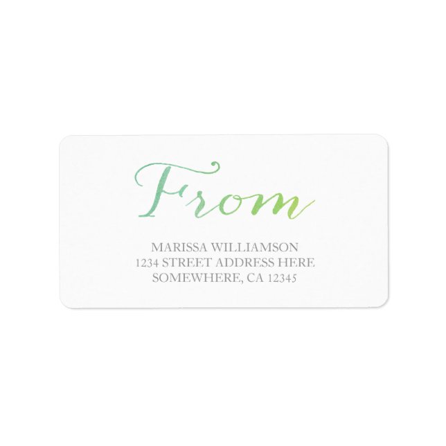 Pure Love Watercolor Address Labels / Lime Emerald (Front)