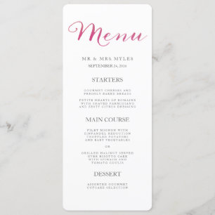 Pure Love Watercolor Wedding Menu / Rose