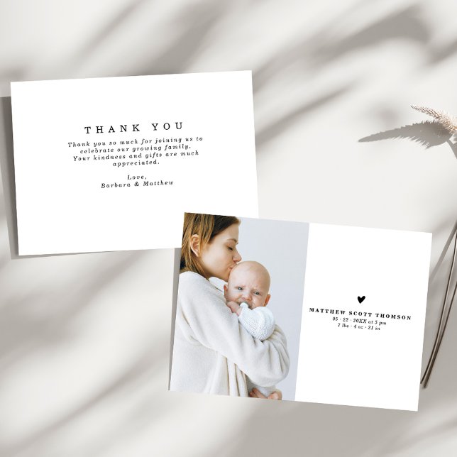Pure Minimalist Photo Baby Shower Thank You Card (Creator Uploaded)