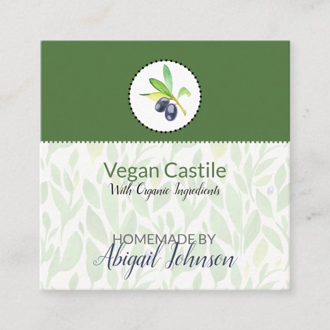 Pure Olive Oil Homemade Bath & Body Label | Tag (Front)