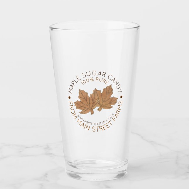 Pure Organic Maple Sugar Syrup Candy Leaf Leaves Glass (Front)
