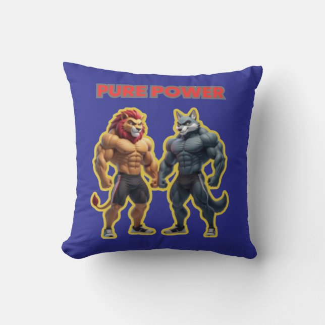Pure Power – Strong Animal Muscle Cartoon Design Cushion (Front)