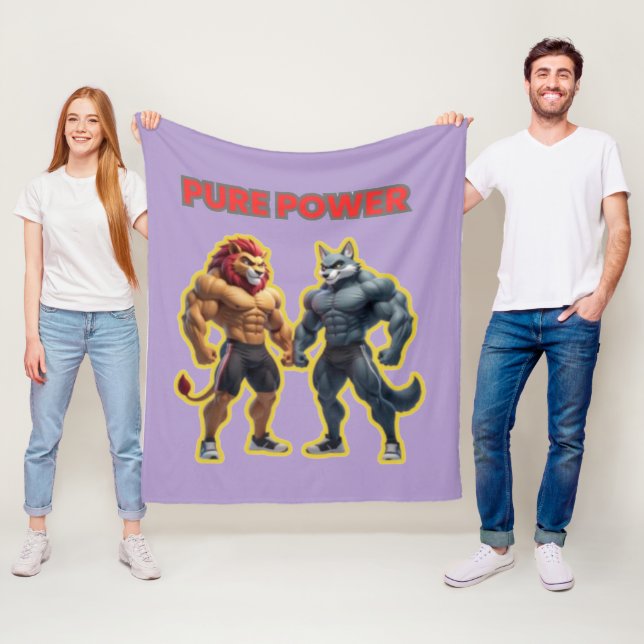 Pure Power – Strong Animal Muscle Cartoon Design Fleece Blanket (In Situ)