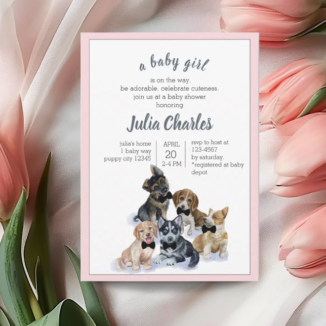 Pure Puppy | Black Tie Elegant Cute Baby Shower Invitation (Pure Puppy | Black Tie Elegant Cute Baby Shower Invitation)