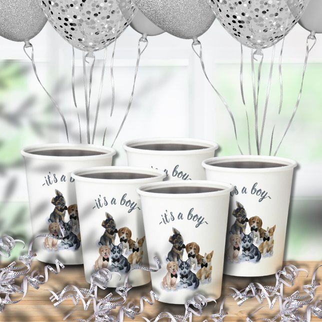 Pure Puppy | Black Tie Elegant Cute Baby Shower Paper Cups (Pure Puppy | Black Tie Elegant Cute Baby Shower Paper Cups)