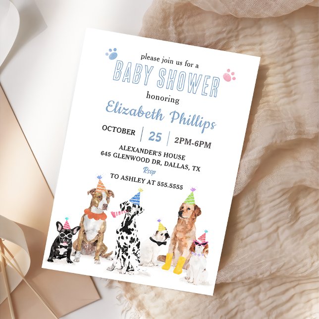 Pure Puppy  Elegant Cute Baby Shower Party Invitation (Creator Uploaded)