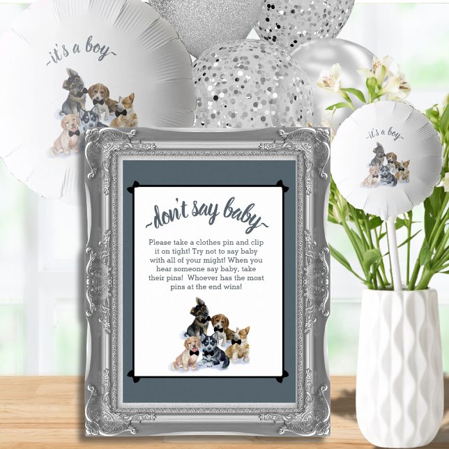 Pure Puppy | Elegant Don't Say Baby Shower Game Poster (Pure Puppy | Elegant Don't Say Baby Shower Game Poster)