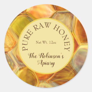 Pure Raw Honey Label Classic Round Sticker