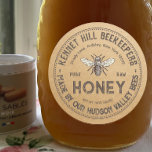 Pure Raw Honey Label Kraft French Bee<br><div class="desc">Vintage French honey bee illustration on a brown kraft paper background. Personalise with your apiary name, product (honey), net weight, and location. Additional space for contact info or “unfiltered, local, hand bottled, US grade A or B, etc. Not sure of your honey net weight? There's a list of common conversions...</div>