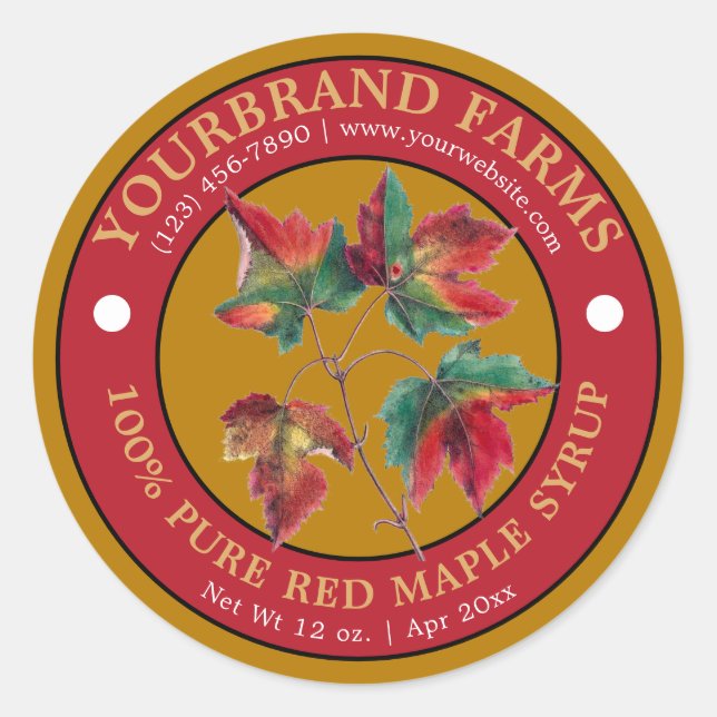 Pure Red Maple Syrup Label Template (Front)