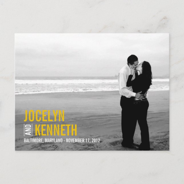 Pure Simplicity Save The Date Postcard - Mustard (Front)