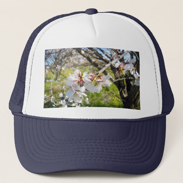 Pure Spring: White Blossoms on a Tree Trucker Hat (Front)
