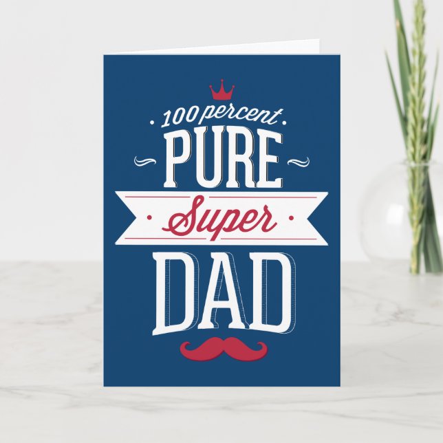 Pure Super Dad Moustache Red and White Card (Front)